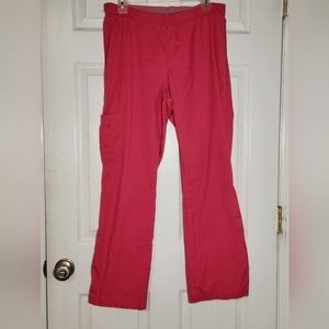 Med Couture Elastic Waist Flex Scrub‎ Pants Pink Medium 3 Pockets Gorpcore